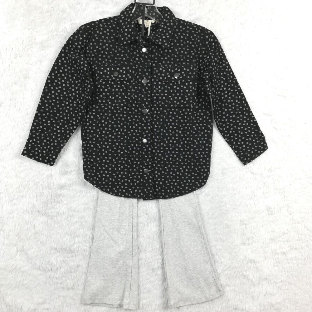 Jessica Simpson Girls Jacket 2 Piece Set Pants Denim Black‎ Micro Daisy 6X New